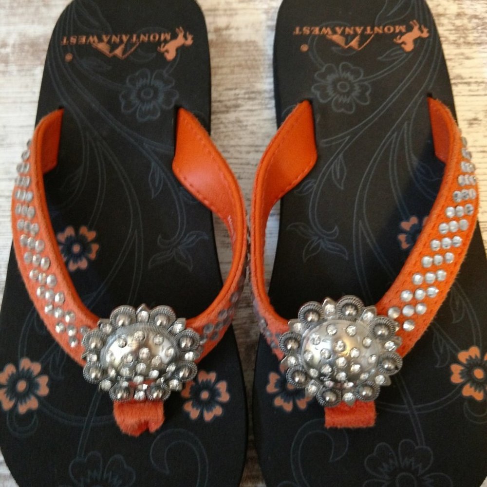 Montana West Orange (Size 3 Kids) Flip Flops